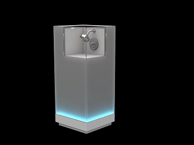 Modern Display Shelf With Blue LED Light Base And Sleek Metal Construction 3d model