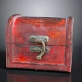 Vintage Red Wooden Storage Box With Decorative Metal Lock For Home Use