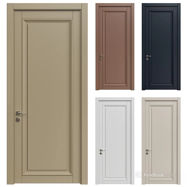 Modern Minimalist Hinged Doors In Various Colors For Home Interior Design 3d model 