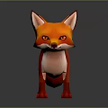 Orange Fox With Fluffy Tail Large Ears And Red Eyes Standing On Dark Background