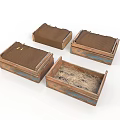 Brown Wooden Storage Boxes With Mesh Lids And Blue Edges Open And Closed