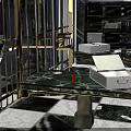 Security Storage Equipment Featuring Metal Bars Marble Table Open Boxes And Locked Cabinets 3d model