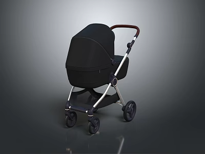 Black Modern Baby Stroller With Metal Frame Comfortable Handle And Sleek Design 3d model