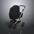 Black Modern Baby Stroller With Metal Frame Comfortable Handle And Sleek Design