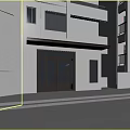 Modern Building Entrance Gate With Brown Brick Exterior Glass Doors And Balcony Railings