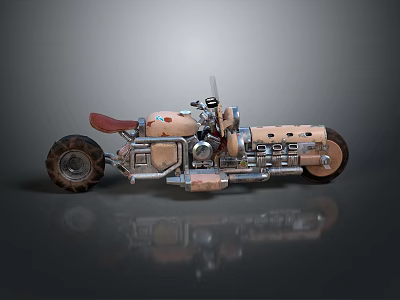 Detailed Vintage Motorcycle Design Featuring Leather Seat Metallic Body And Off Road Tires 3d model