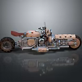 Detailed Vintage Motorcycle Design Featuring Leather Seat Metallic Body And Off Road Tires