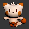 Cute White And Orange Cartoon Game Character With Round Cheeks Orange Ears And Tail Ball
