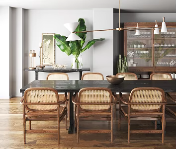 Light Luxury Dining Table and Chair Combination 3d model