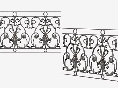 Ornate Wrought Iron Railings With Intricate Scrollwork And Decorative Patterns 3d model
