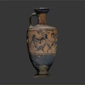 Ancient Ceramic Vase With Intricate Carved Figures Classical Sculpture Design