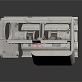 Industrial White Mechanical Component With Sliding Drawer Circular Parts And Orange Tool