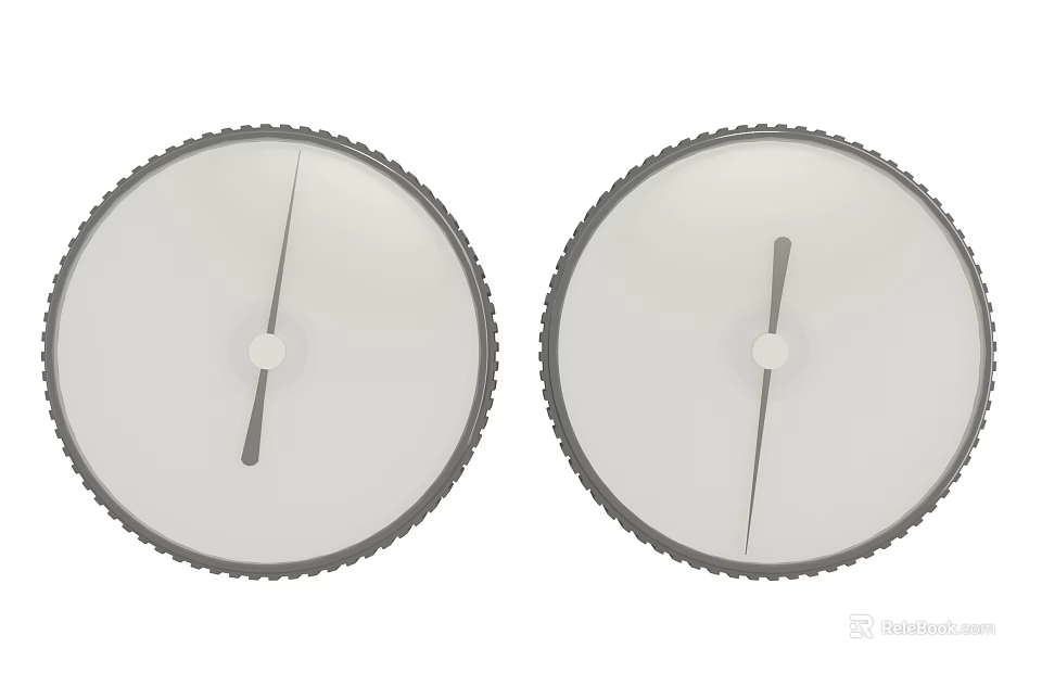 Decorative Ornament Set With Two Circular Grey Rim White Surface And Metal Pointers 3d model 