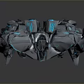 Futuristic Robot Character With Metallic Blue Black Armor And Complex Mechanical Design