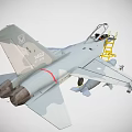 Gray Military Fighter Jet Model With Open Cockpit And Missile Attachments 3d model