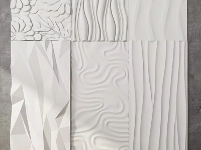 White Wall Decorative Panels with Various Textures for Modern Interior Design 3d model