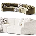 Modern Sectional Sofa With Soft Fabric Plush Cushions Checkered Blanket And Color Options
