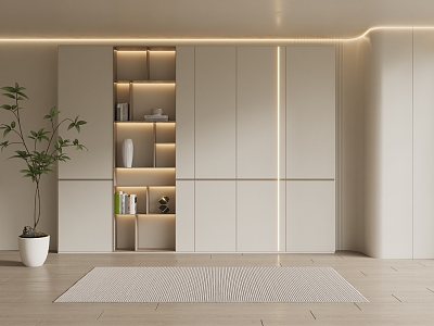 Modern Wardrobe Cream Wardrobe Bookcase model