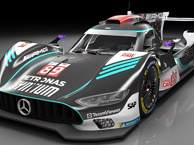 Mercedes Race Car With Number 55 Petronas SAP TeamViewer Logos Black Blue Stripes Aerodynamic Design 3d model