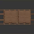 Brown Plastic Storage Boxes on Railing Pallet for Household Organization Supplies