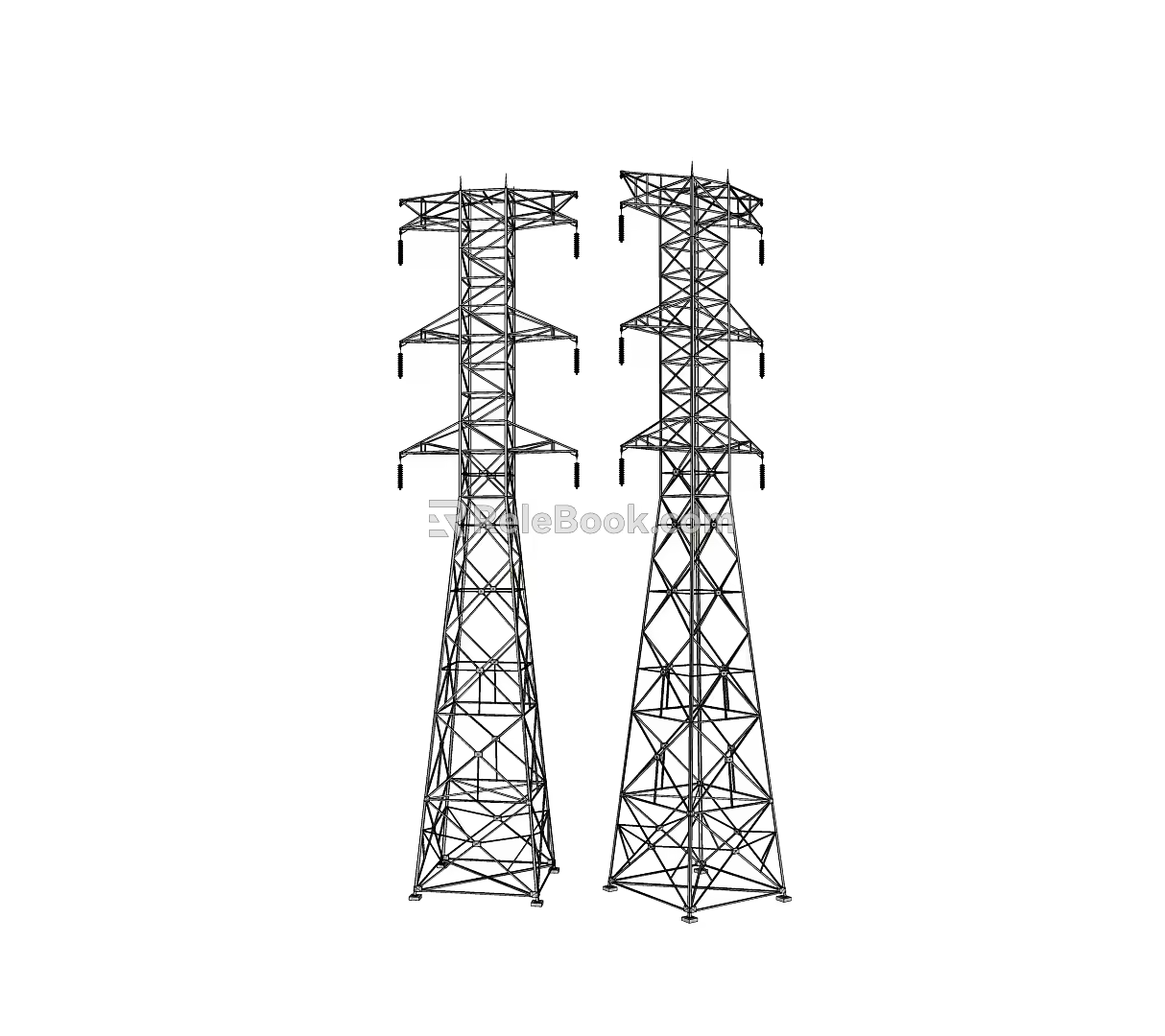 Outdoor high-voltage line tower of modern signal tower 3d model