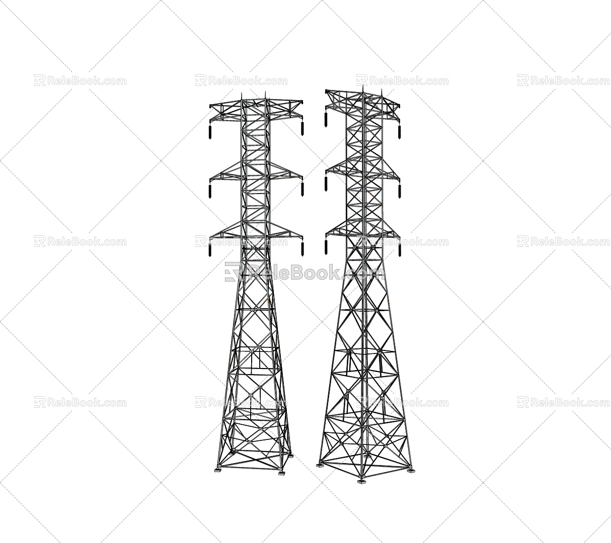 Outdoor high-voltage line tower of modern signal tower 3d model