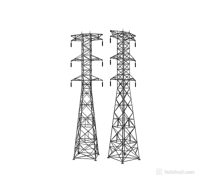 Industrial High Voltage Transmission Towers With Steel Lattice Structure For Power Grid 3d model 