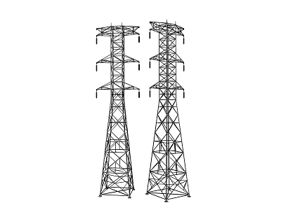 Industrial High Voltage Transmission Towers With Steel Lattice Structure For Power Grid 3d model