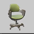 Kids Chair With Green Seat And Backrest Beige Armrests On Wheeled Base