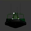 Green Patrol Boat With Modern Design Antennas Equipment Interior Lighting And Black Hull Section