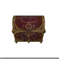 Maroon Vintage Chests With Golden Ornate Patterns Metal Locks And Decorative Feet