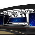 Global Summit Stage Featuring Large LED Screens Blue Tech Patterns And Lighting