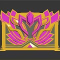 Ornate Decorative Device With Golden Frame Pink Accents Transparent Panel And Reflective Surface