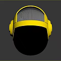 Gold Astronaut Helmet With Black Visor Green Red Accents And Reflective Surface