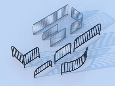 Different Types of Metal Railings with Modern Design and Varied Structural Shapes 3d model