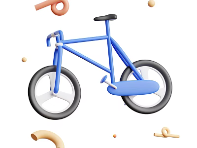 Blue Bicycle With Surrounding Geometric Decorative Elements And Modern Design 3d model