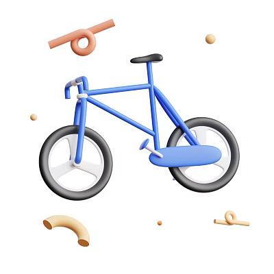 Blue Bicycle With Surrounding Geometric Decorative Elements And Modern Design 3d model