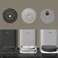 Smart Robotic Vacuum Cleaners With Modern Design And Charging Bases In Black And White