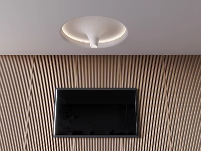 Modern Ceiling Design With Recessed Circular Light And LED Strip Illumination 3d model