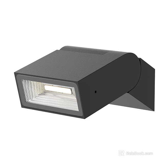 Modern Black Wall Light Featuring Sleek Square Design And Grid Shade 3d model 