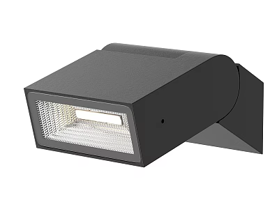 Modern Black Wall Light Featuring Sleek Square Design And Grid Shade 3d model