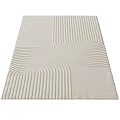 Modern Square Area Rug With Light Colored Geometric Line Patterns 3d model