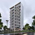 Modern High Rise Residential Buildings With Balconies And Surrounding Greenery And Trees