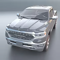 Gray RAM Pickup Truck With Modern Exterior Design And Chrome Front Grille Wheels
