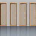 Four Swing Doors With Wooden Frames And Hexagonal Lattice Design 3d model