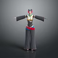 3D Character Creature in Traditional Costume with Pink Headpiece Green Top and Black Pants