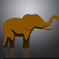 Golden Elephant Sculpture with Metallic Texture Shiny Surface Standing Pose and Reflection