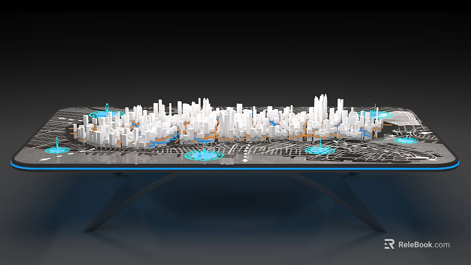 Commercial Urban Model Display Equipment With Interactive Platform And LED Lights 3d model