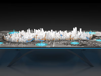 Commercial Urban Model Display Equipment With Interactive Platform And LED Lights 3d model