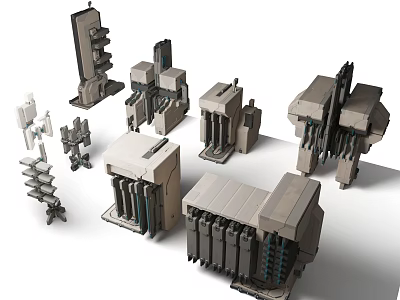 Multiple Modern Architectural Models With Geometric Designs And Stacked Structures 3d model